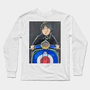 Retro Scooter, Classic Scooter, Scooterist, Scootering, Scooter Rider, Mod Art Long Sleeve T-Shirt